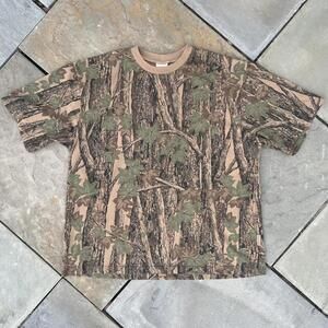 Vintage 90s Trebark Woodland Camo Pattern T-shirt